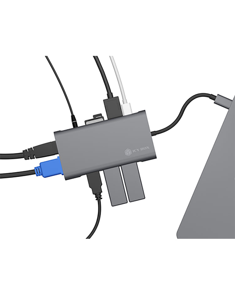 ICY BOX IB-DK4040-CPD Dockingstation – USB-C, 1× HDMI, 1× VGA, 3× USB-A, 100 W PD, GbE, für Windows/Mac
