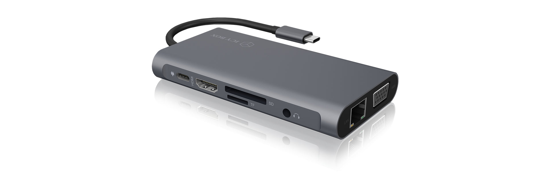 ICY BOX IB-DK4040-CPD Dockingstation – USB-C, 1× HDMI, 1× VGA, 3× USB-A, 100 W PD, GbE, für Windows/Mac