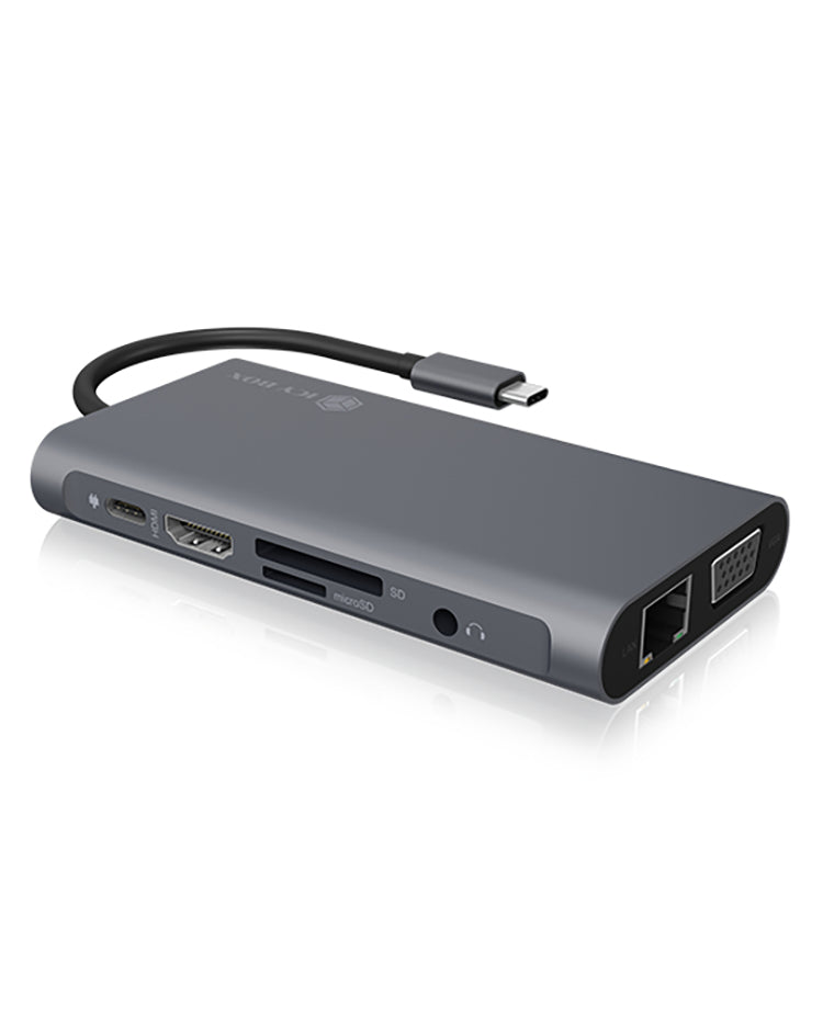 ICY BOX IB-DK4040-CPD Dockingstation – USB-C, 1× HDMI, 1× VGA, 3× USB-A, 100 W PD, GbE, für Windows/Mac