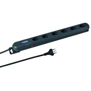 Steffen STEBA LINEA PLUS Steckdosenleiste, 6×T13, ohne Schalter, 3 m, Eingang T13 – schwarz
