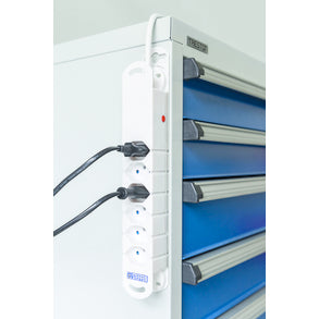 Steffen STEBA VARIABL Steckdosenleiste, 6×T13, ohne Schalter, 3 m, Magnet, Kinderschutz, Eingang C14 – weiss