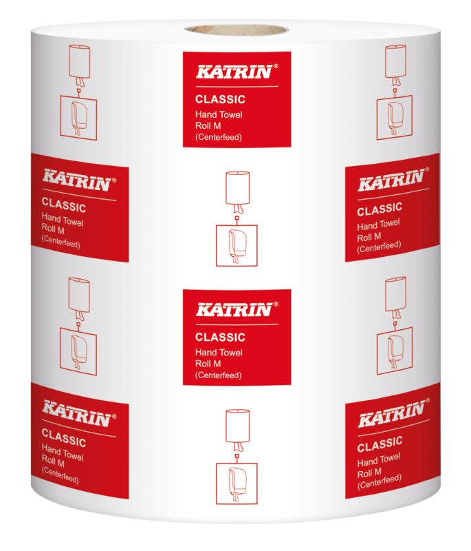 Katrin Handtuchrolle – 1-lagig, Recyclingfasermaterial, Weiss, 300 mm × 300 m, für Katrin Inclusive Medium