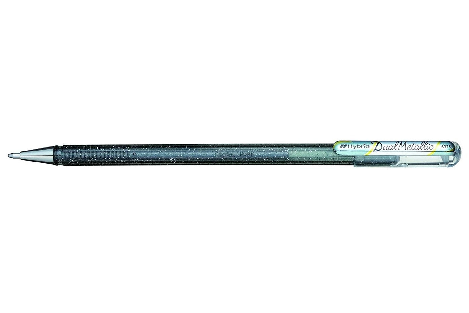 Pentel Hybrid Gel Dual Metallic Gelschreiber – silber, 1 mm, für dunkles Papier, Kappe