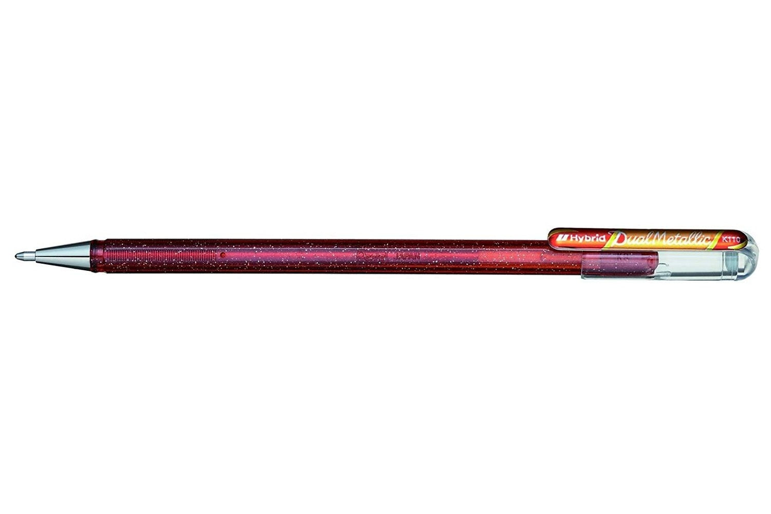 Pentel Hybrid Gel Dual Metallic Gelschreiber – orange, gelb, 1 mm, für dunkles Papier, Kappe