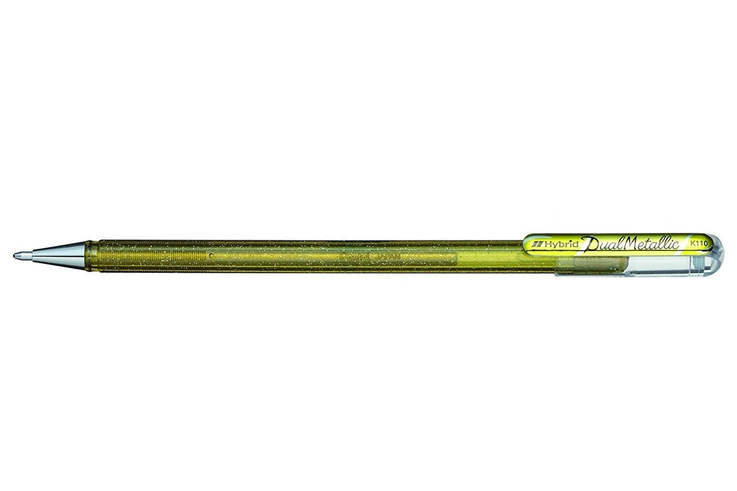 Pentel Hybrid Gel Dual Metallic Gelschreiber – Gold, 1 mm, für dunkles Papier, Kappe