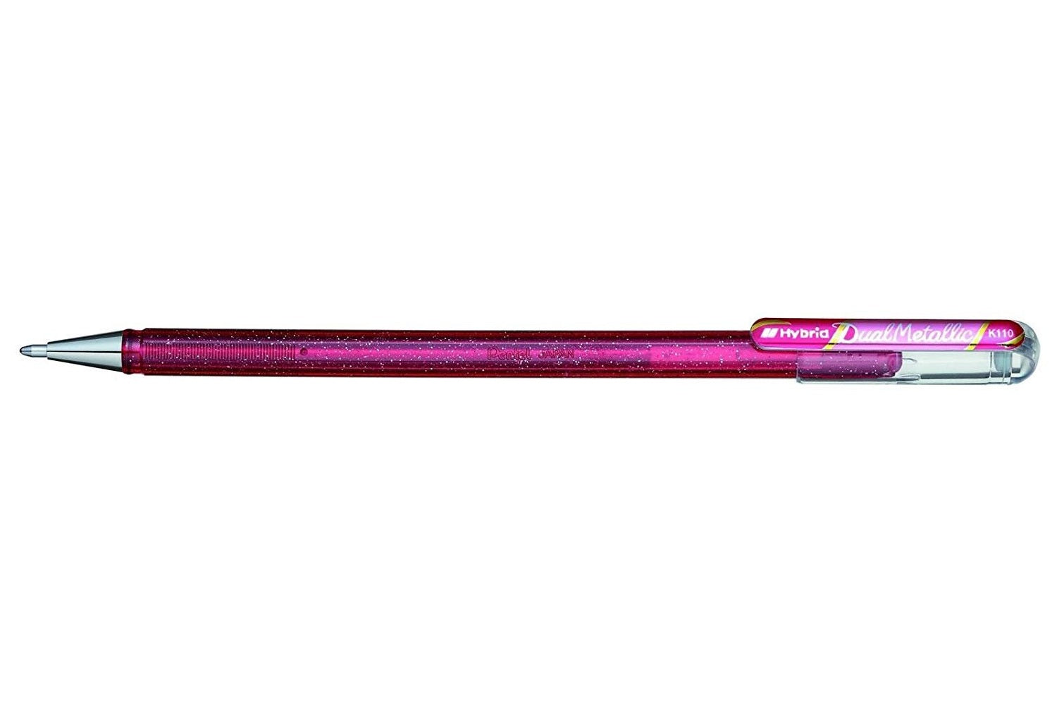 Pentel Hybrid Gel Dual Metallic Gelschreiber – Pink, 1 mm, für dunkles Papier, Kappe