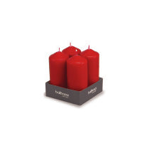 Balthasar Zylinderkerze – Ø 5 × 11,5 cm – 4-teilig, Rot