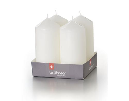 Balthasar Zylinderkerze – Ø 5 × 11,5 cm – 4-teilig, weiss
