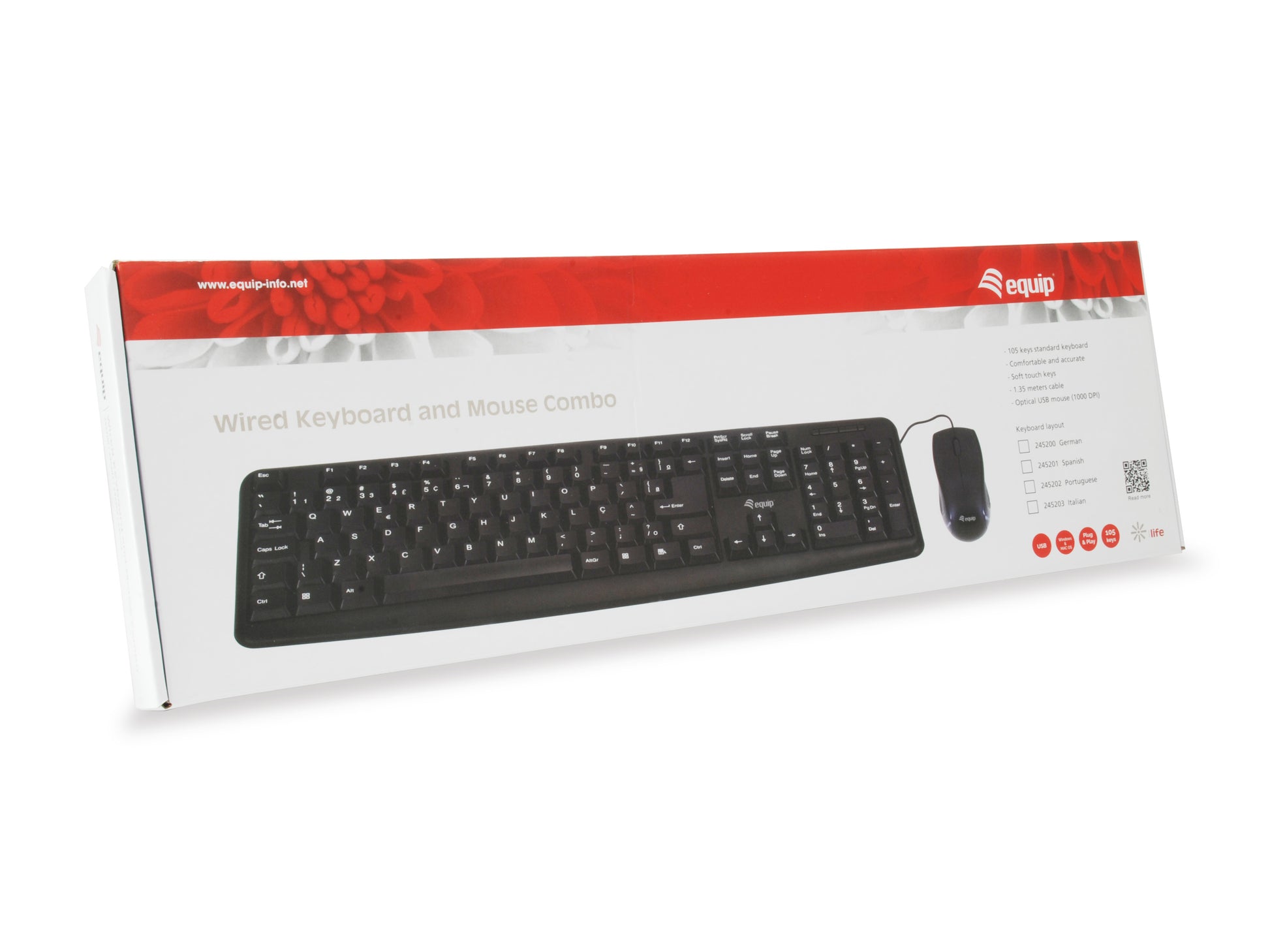 Equip 245200 – Tastatur-Maus-Set – 100% – kabelgebunden – USB – QWERTZ (DE) – schwarz