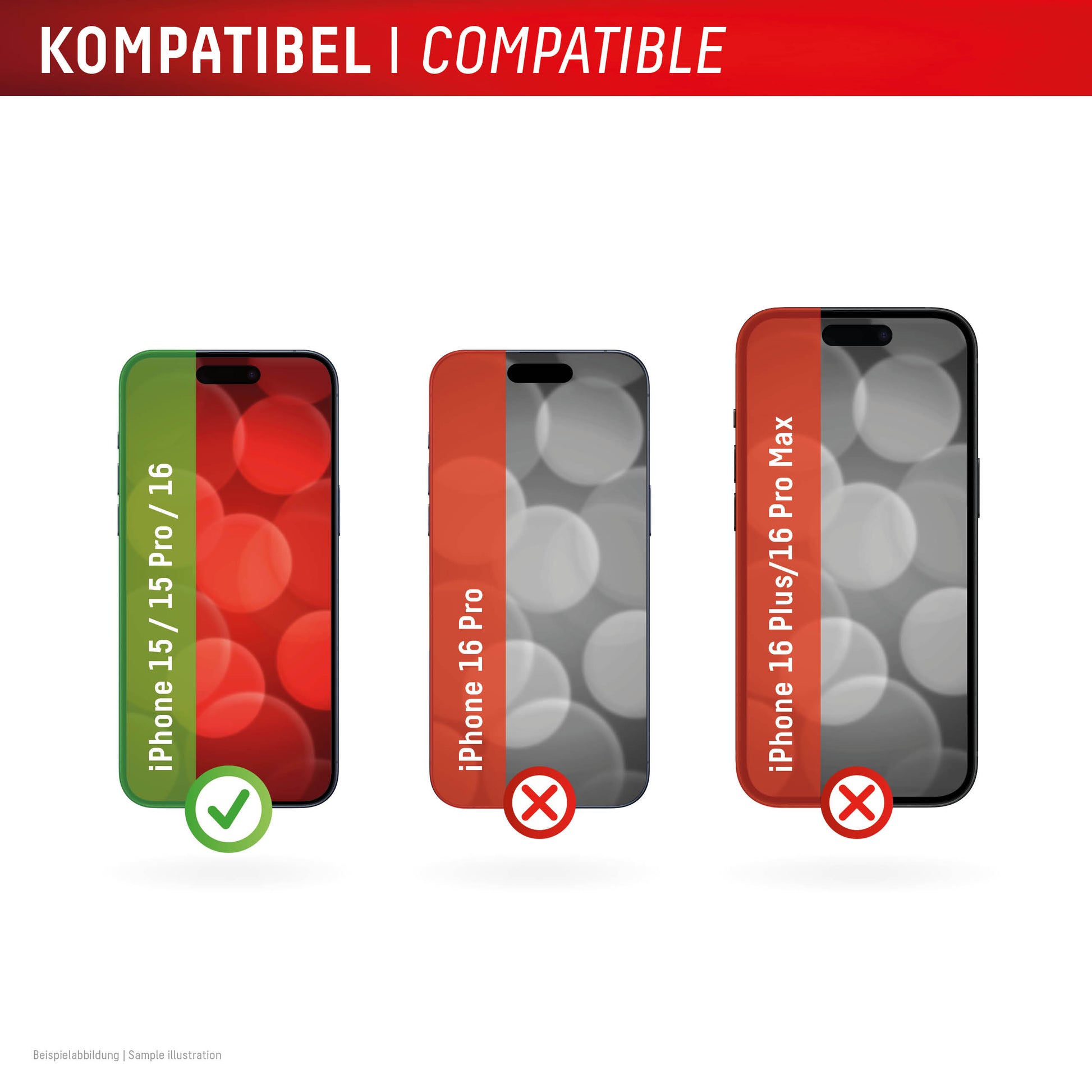 Displex Displayschutz (Panzerglas), 9H – für iPhone 15/15 Pro/16