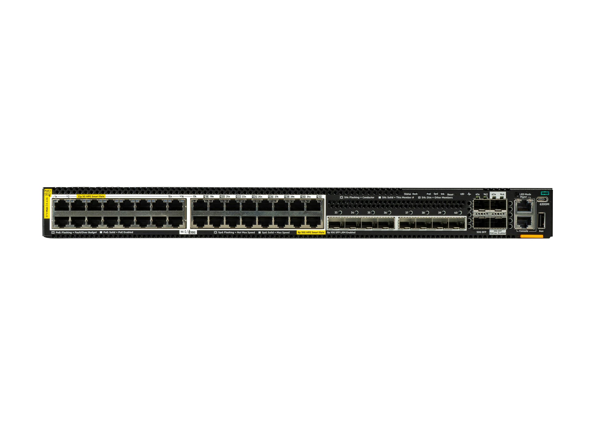 HPE Aruba Networking CX 6300M 32p – Managed Switch – 32×GbE, 8×SFP+, 2×SFP56, 2×SFP28, PoE