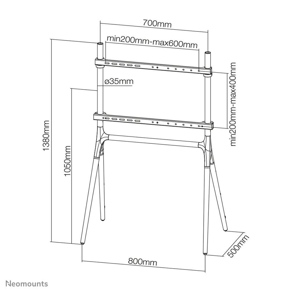 Neomounts Höhenverstellbarer Displayständer für 37–70", VESA 200×200–600×400, bis 40 kg, schwarz