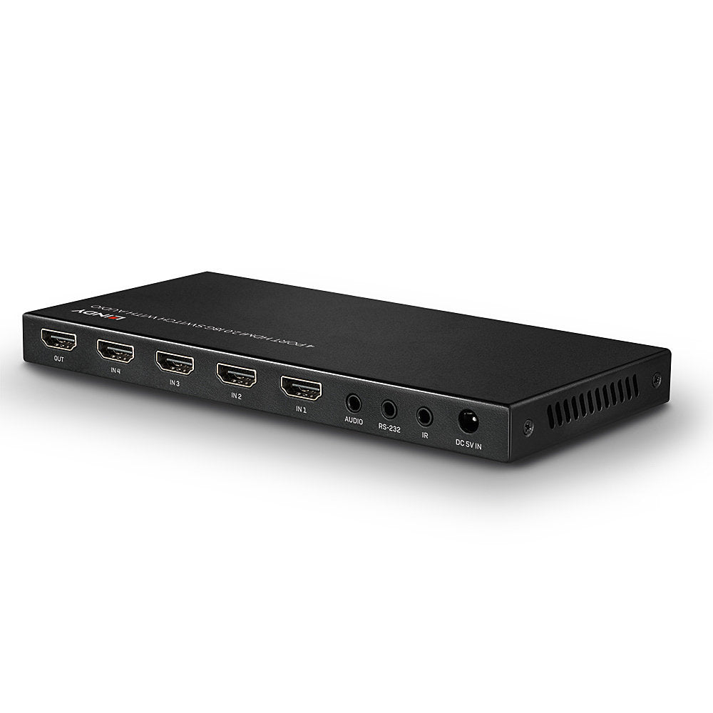Lindy HDMI-Switch, 4×1, HDMI 2.0, 18 Gbit/s, Audio