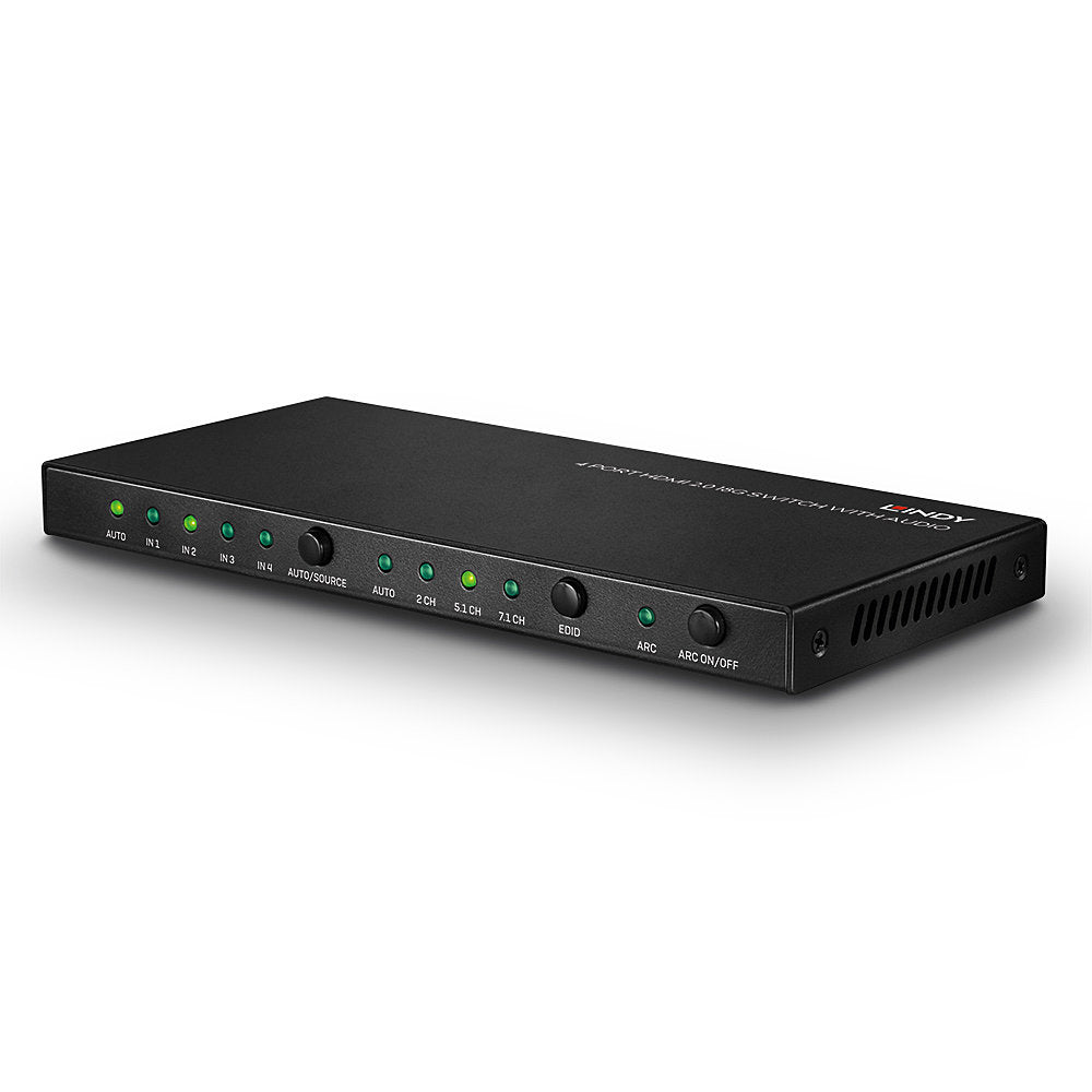 Lindy HDMI-Switch, 4×1, HDMI 2.0, 18 Gbit/s, Audio