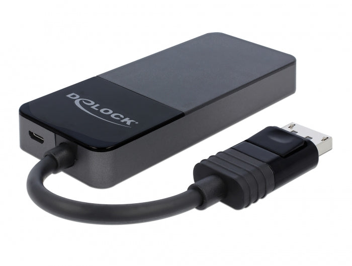 DeLOCK 87737 – DisplayPort Splitter, 1× DP In / 3× DP Out, 8K@30 Hz, MST, HDCP, USB Stromversorgung, Schwarz