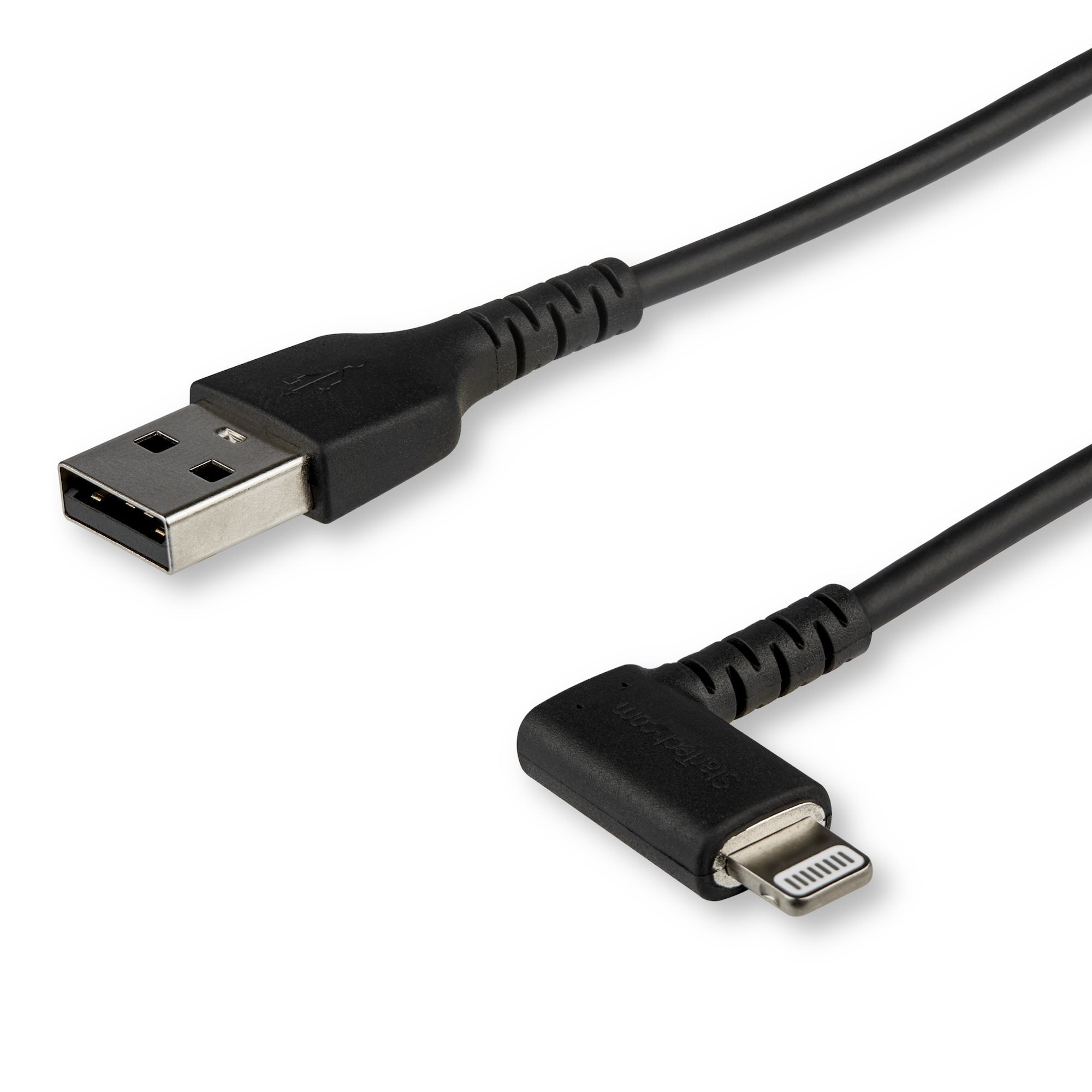 StarTech.com Kabel – USB-A auf Lightning 1 m, MFi zertifiziert, abgewinkelt, Schwarz – für iPhone/iPad