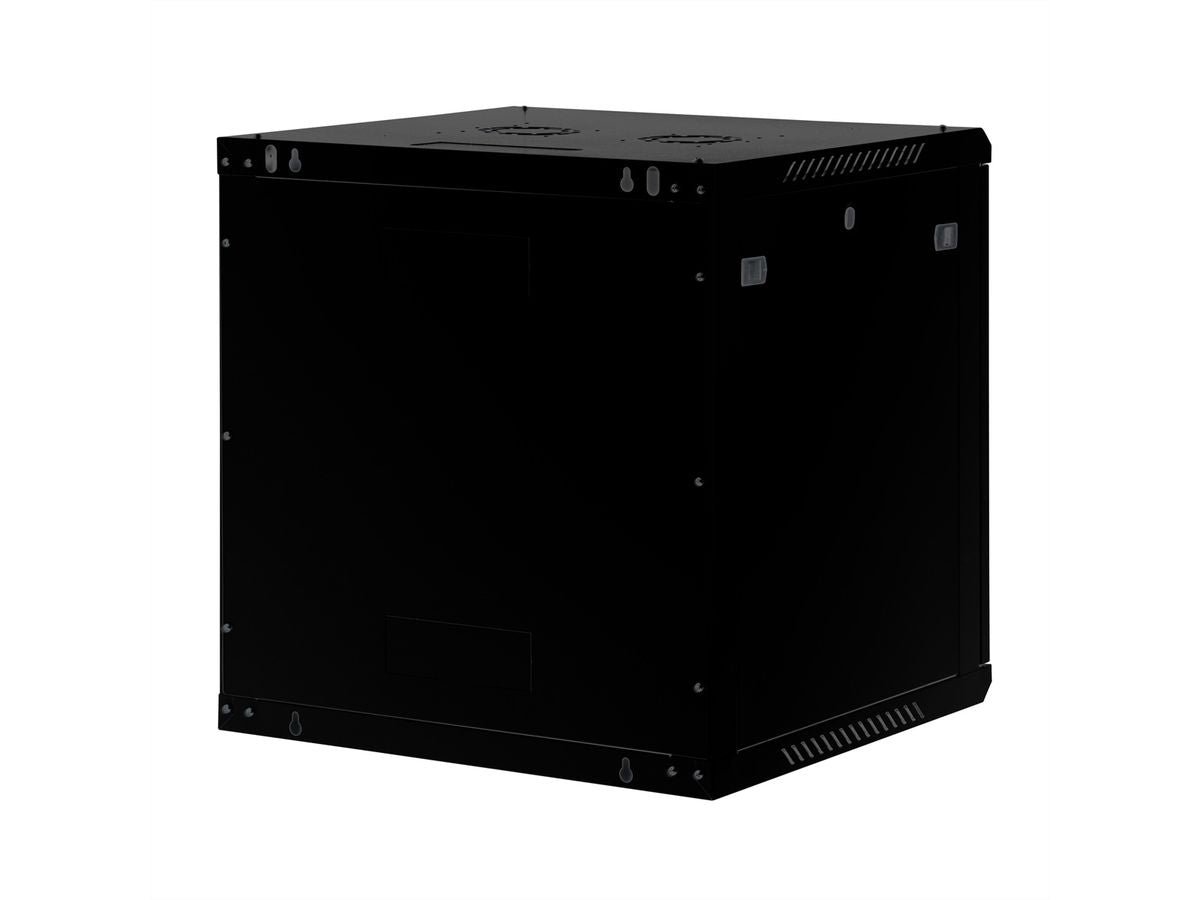 ROLINE Basic Plus – 19" Wandverteiler 12U, IP20, abschliessbar, 600 × 600 × 645 mm, schwarz, Stahl