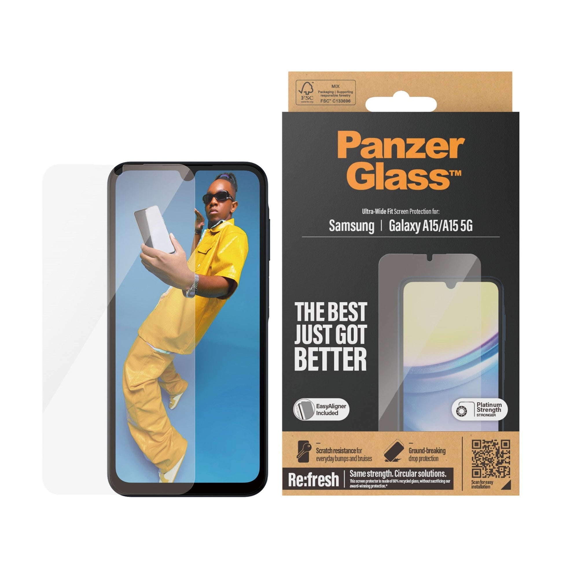 PanzerGlass Displayschutz (Folie), Ultra-Wide Fit – für Galaxy A15/A15 5G