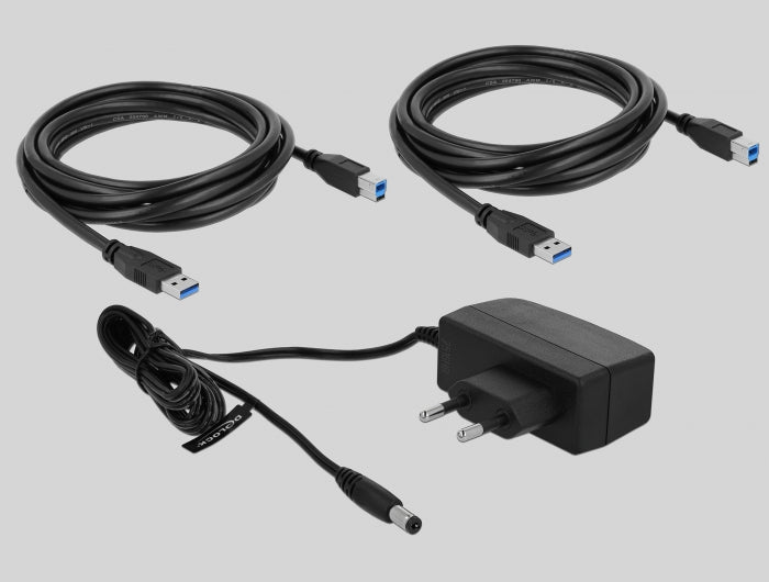 DeLOCK USB-Matrix-Switch 2×2, USB 3.2 Gen 1 (USB-A/USB-B), Tasten mit LED-Anzeigen