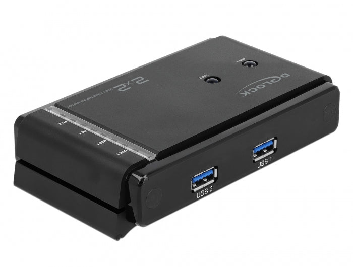 DeLOCK USB-Matrix-Switch 2×2, USB 3.2 Gen 1 (USB-A/USB-B), Tasten mit LED-Anzeigen