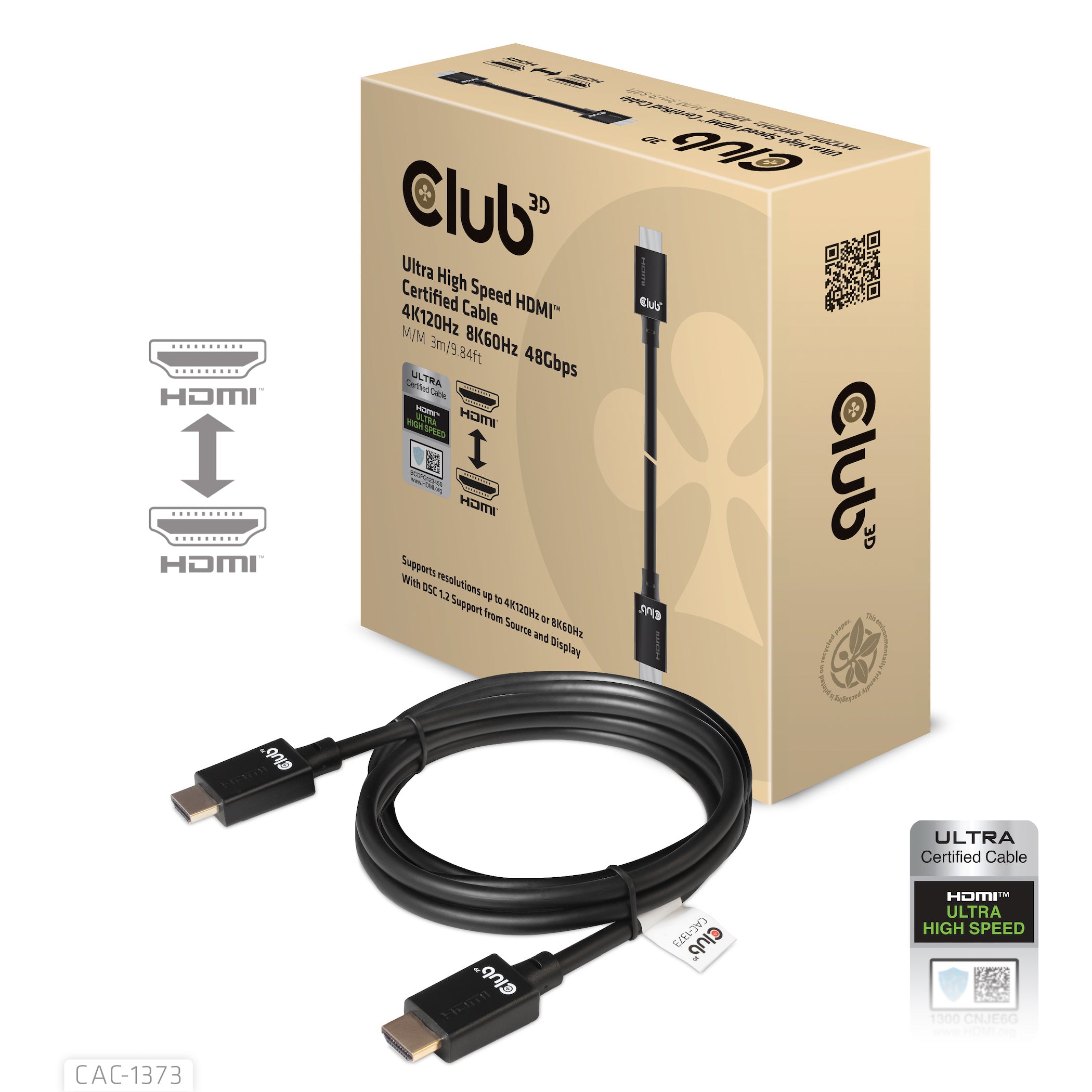 CLUB3D HDMI Kabel HDMI 2.1 – 8K 60 Hz – 3 m