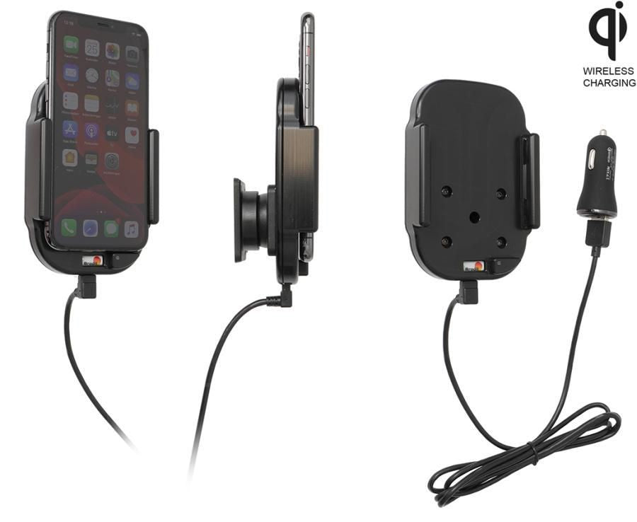 Brodit Qi Wireless Aktive Halterung – Auto-Ladehalterung – Kabelloses Laden, 2× USB-A – Schwarz
