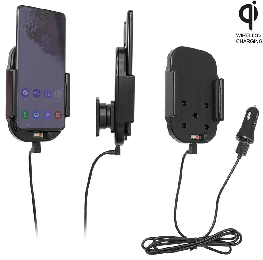 Brodit Auto-Ladehalterung (kabellos) – Qi, 2× USB-A – Klemmhalterung – Schwarz