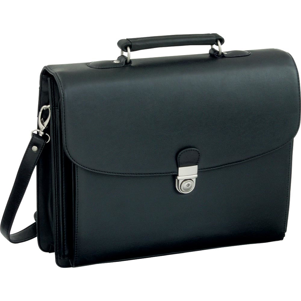 Alassio FORTE – Aktentasche, Leder, für Notebooks bis 15,4", schwarz, 33,5 × 13 × 40 cm