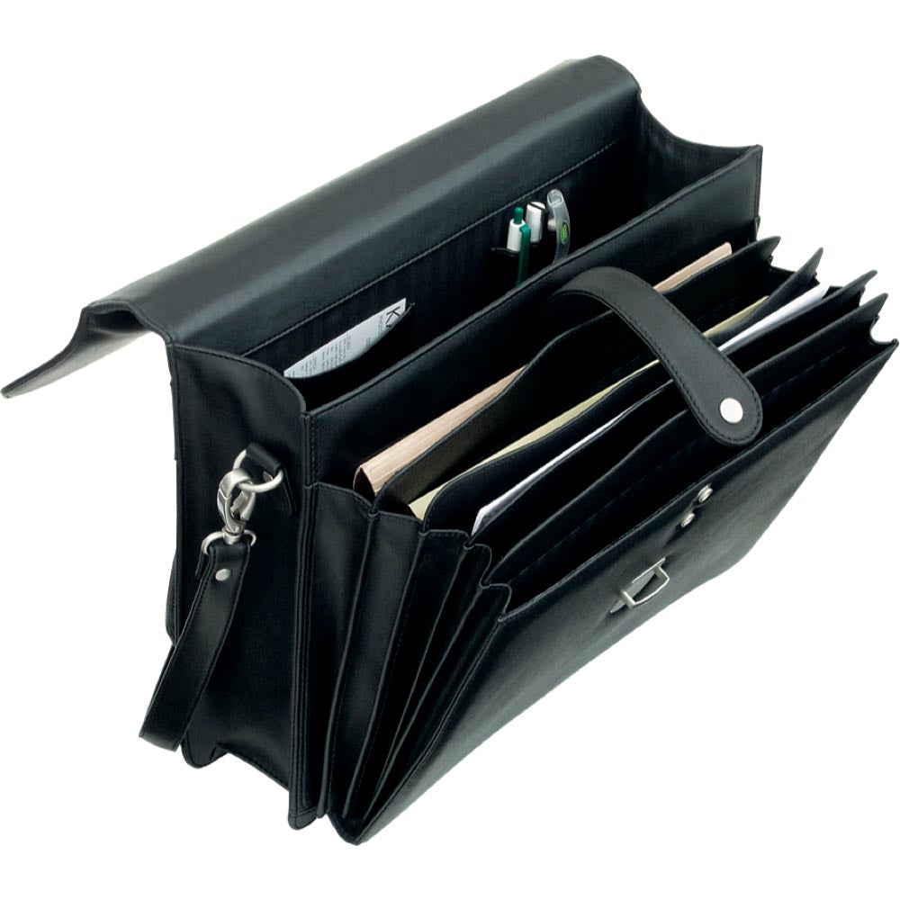 Alassio FORTE – Aktentasche, Leder, für Notebooks bis 15,4", schwarz, 33,5 × 13 × 40 cm