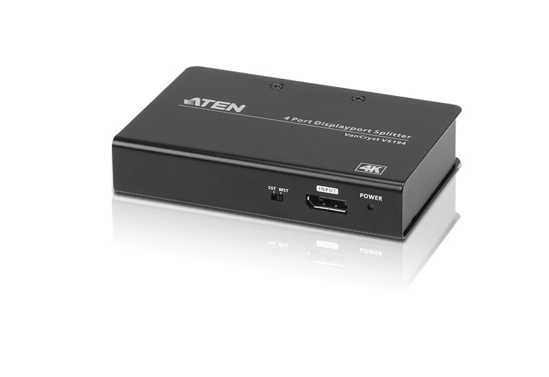 ATEN DisplayPort-Splitter – 4K UHD, 4× DisplayPort, DC-Anschluss – Schwarz, Metall