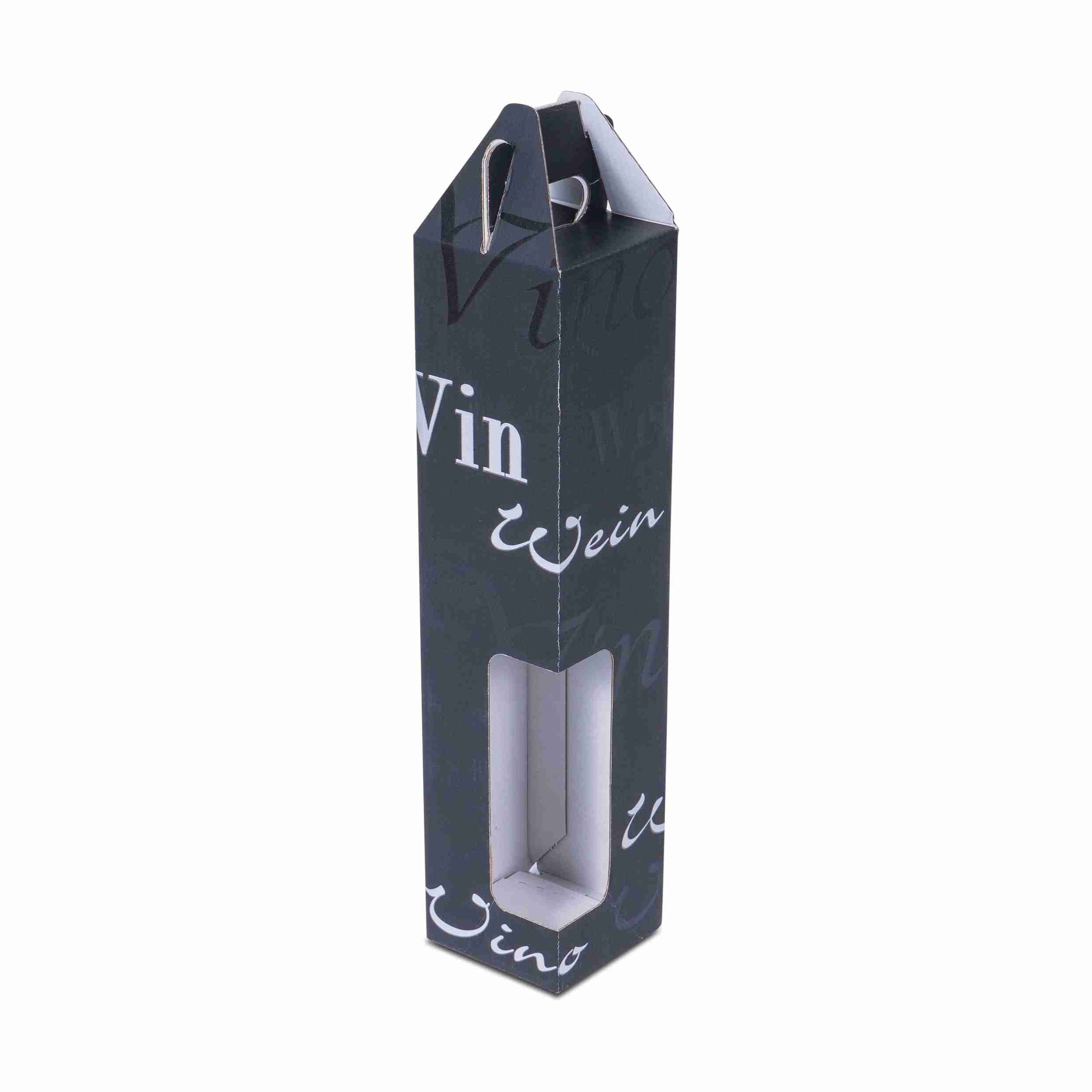 Model Geschenkbox Scripto Wellpappe schwarz – 82 × 362 × 82 mm – für 1 Flasche – 1 Stk., ab 50 Stk.
