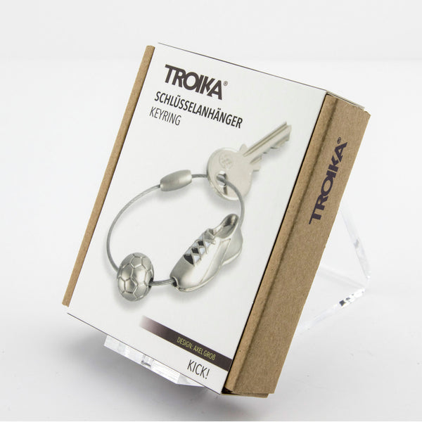 TROIKA Schlüsselanhänger Fussball – Emaille, Metall, Silber, 52 × 52 × 12 mm, 6er-Pack