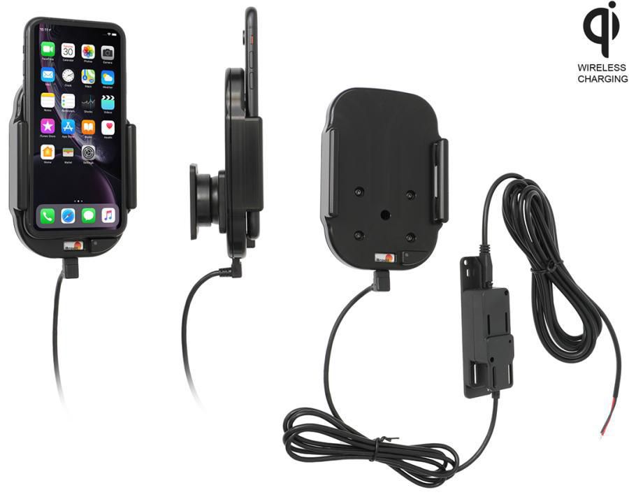Brodit 719090 Kfz-Ladehalterung – Qi – Clip-Montage – USB-A ×2 – für Smartphone – Schwarz