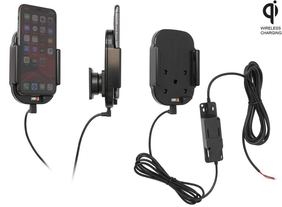 Brodit Auto-Ladehalterung (kabellos) – Qi, 2× USB-A – Klemmhalterung – Schwarz