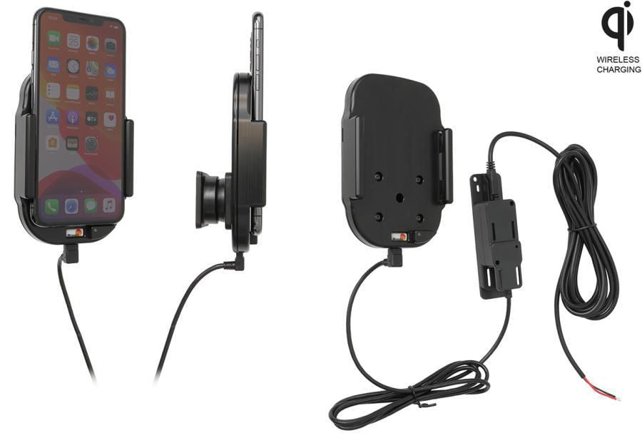 Brodit 719164 Kfz-Ladehalterung – Qi – Schraubbefestigung, USB-A ×2 – für Smartphone