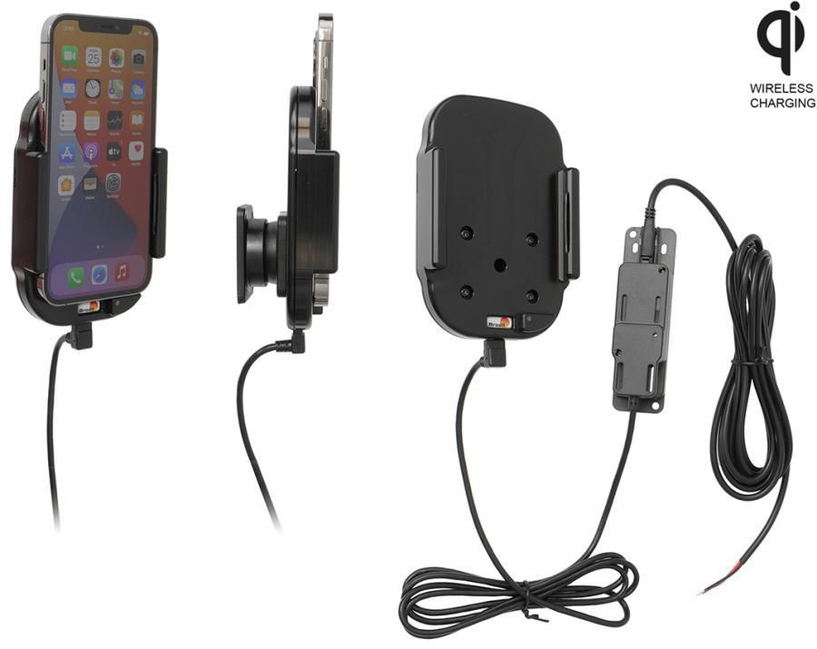 Brodit Auto-Halterung, Clip-Montage, Kabelloses Aufladen, 360° Drehbar – Universal – Schwarz, Kunststoff