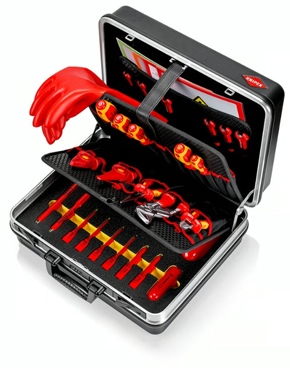 Knipex Werkzeugkasten 00 21 05 EV, 410 × 410 × 200 mm, Aluminium, grau, Handgriff, verschliessbar (Code)