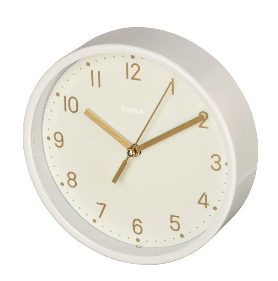 Hama Madeira Tischuhr – Analog, lautlos, Ø 16 cm, weiss, Kunststoff/Glas