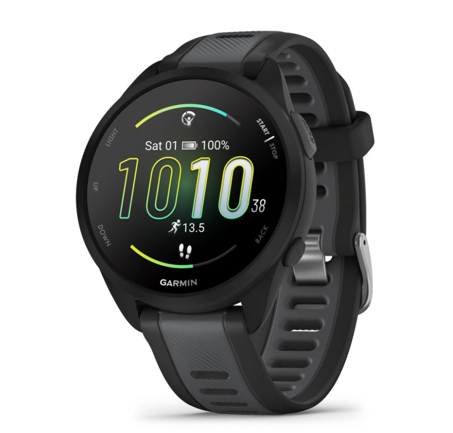 Garmin Forerunner 165 – GPS-Smartwatch – 43 mm, 1,2", WLAN, Schwarz, Sportarmband