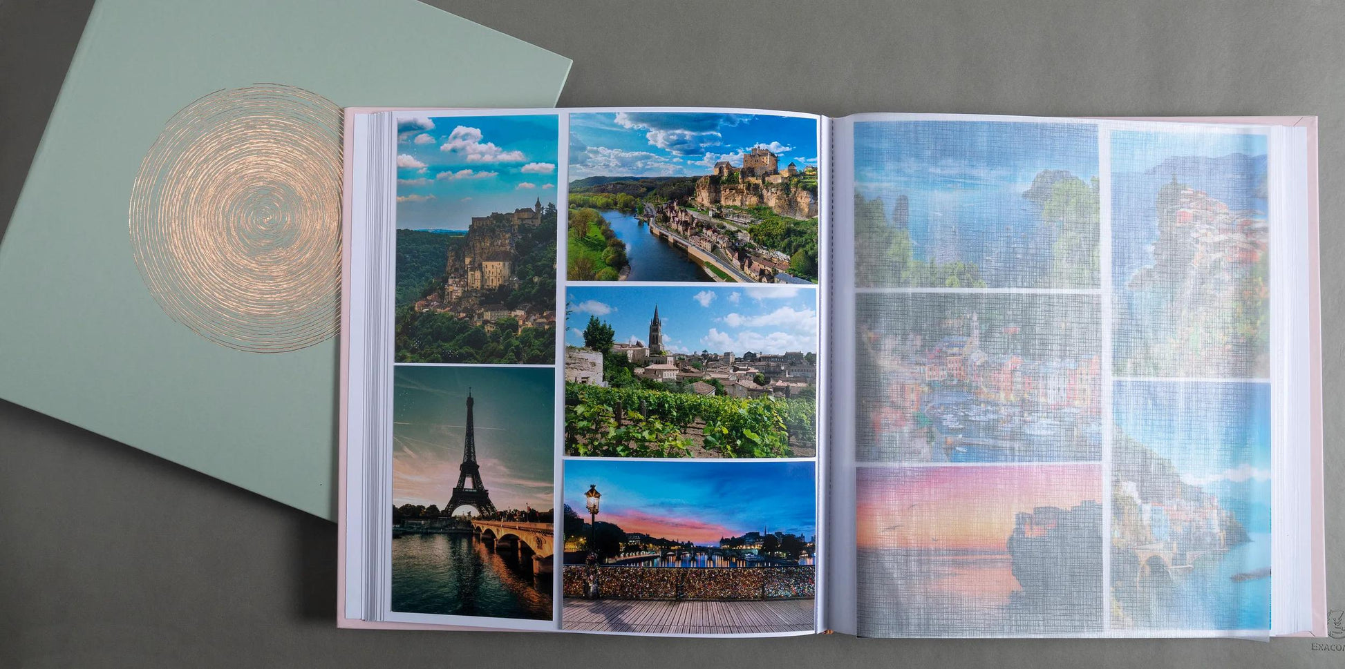Exacompta Fotobuch, gebunden, 60 Seiten, weiss, 29 × 32 cm, grün, für 300 Fotos 10 × 15 cm, mit Pergamin