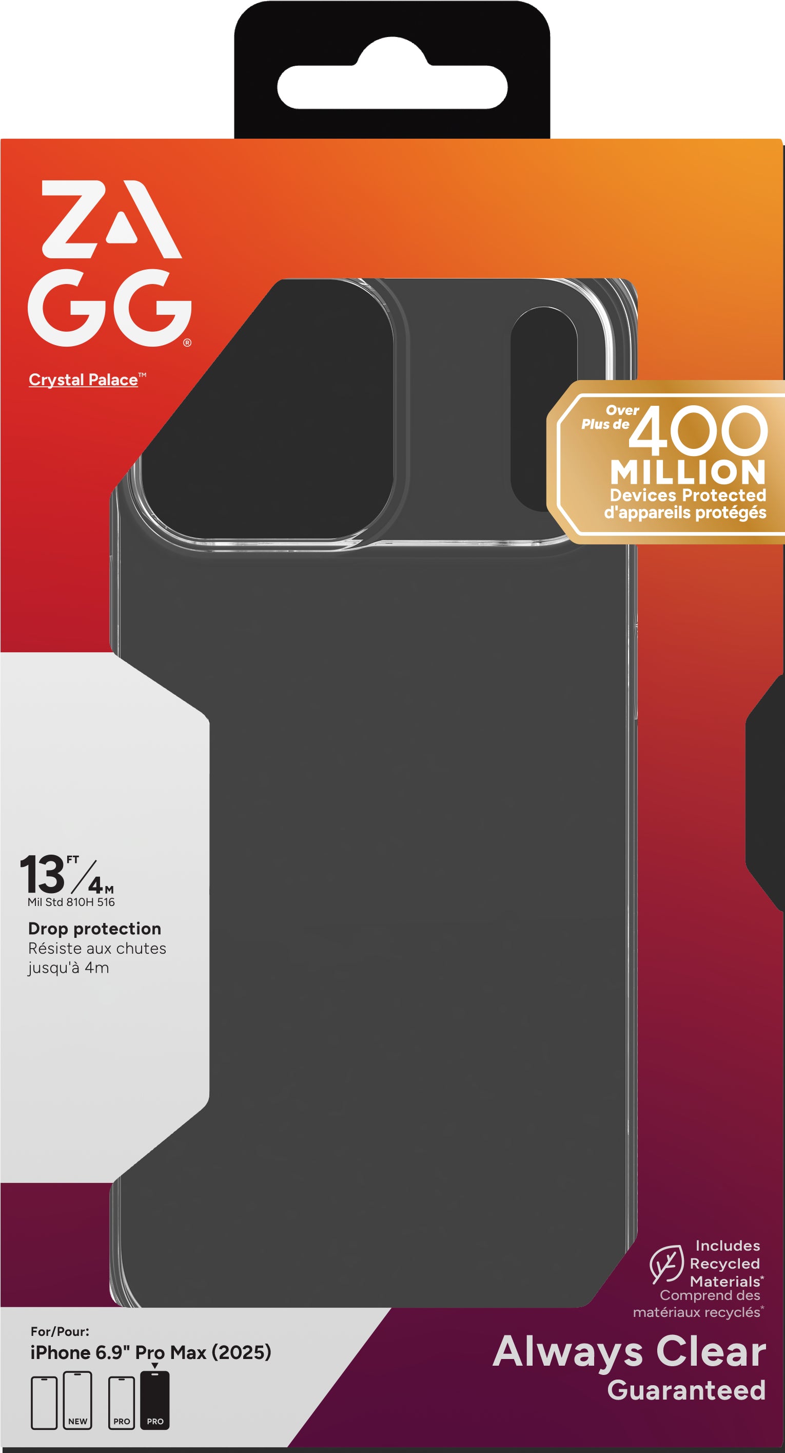 ZAGG Crystal Palace Backcover – für Apple iPhone 17 Pro Max, Graphen, Transparent, bis 4 m Sturzsicher