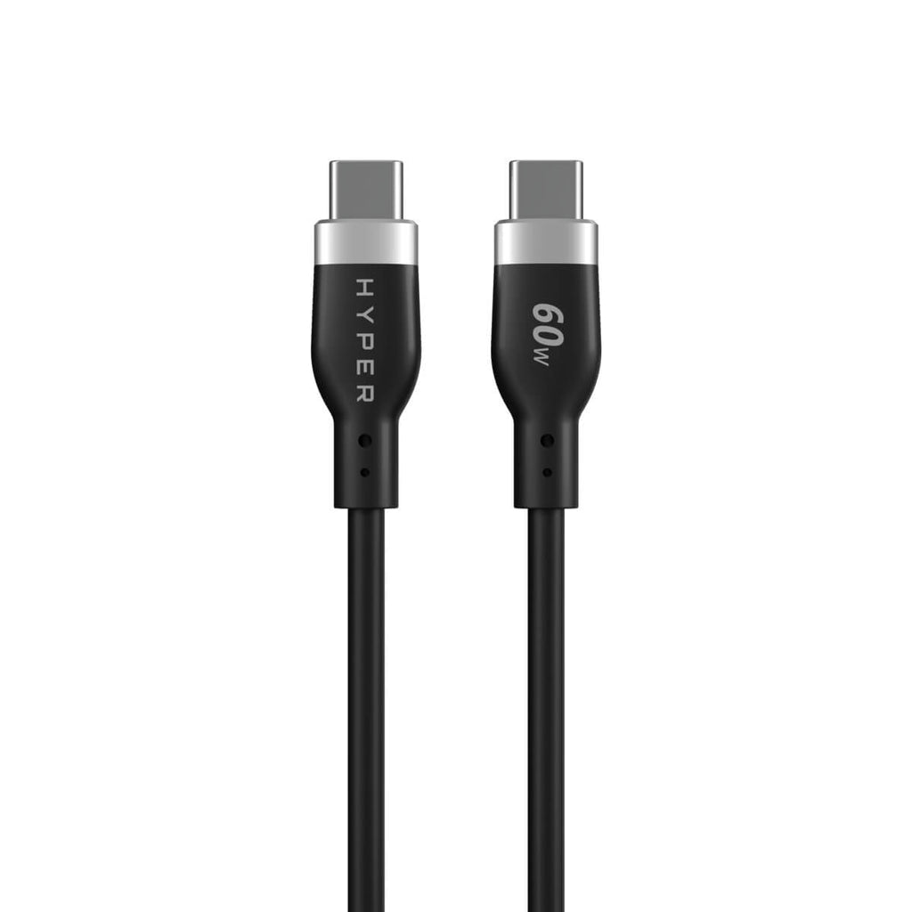 HYPER USB-C auf USB-C Kabel – USB 2.0 (480 Mbit/s) – 1,5 m – PD 60 W – Silikon – Schwarz