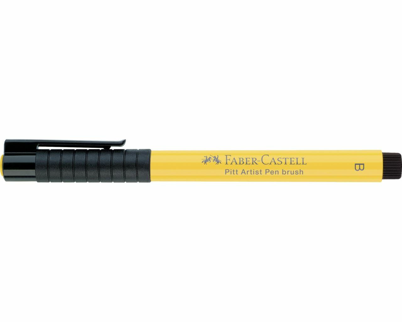 Faber-Castell Pitt Artist Pen Brush – Pinselspitze, 2,5 mm, pigmentiert, wasserfest, dunkles Kadmiumgelb