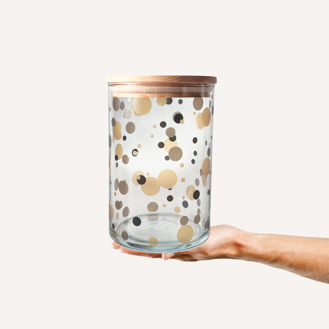 Wunderle Vorratsdose 880 ml, Ø 10 × 16 cm, Glas, Buche-Deckel, transparent