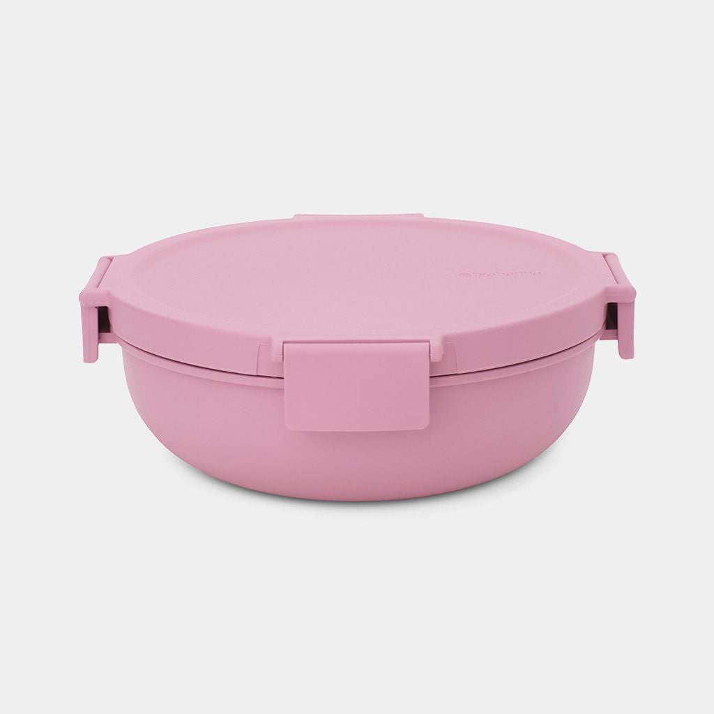 Brabantia Salatschüssel Make & Take – 1,3 l, Ø 21,5 cm, Kunststoff, Rosa, mit Deckel, spülmaschinenfest