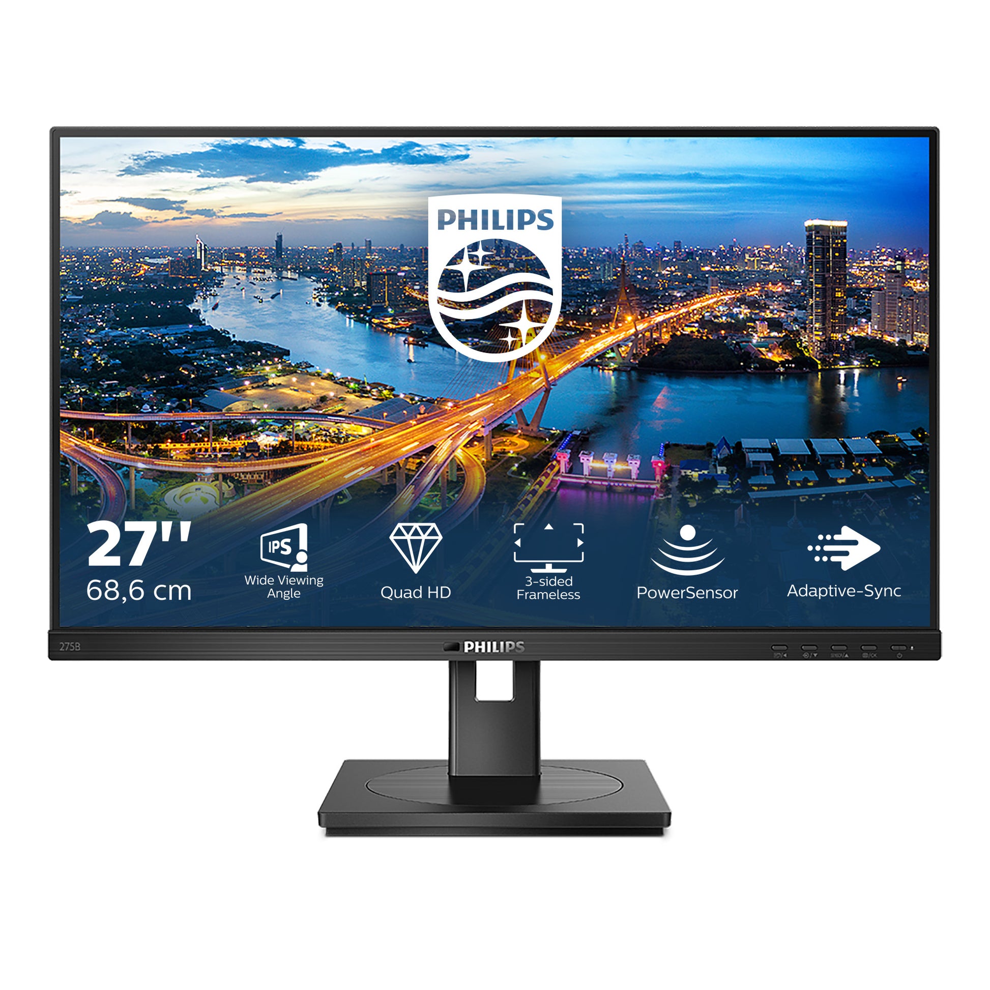 Philips 275B1/00 – Monitor, 27", IPS, 75 Hz, 350 cd/m², Integrierte Lautsprecher, VESA 100 × 100, Schwarz