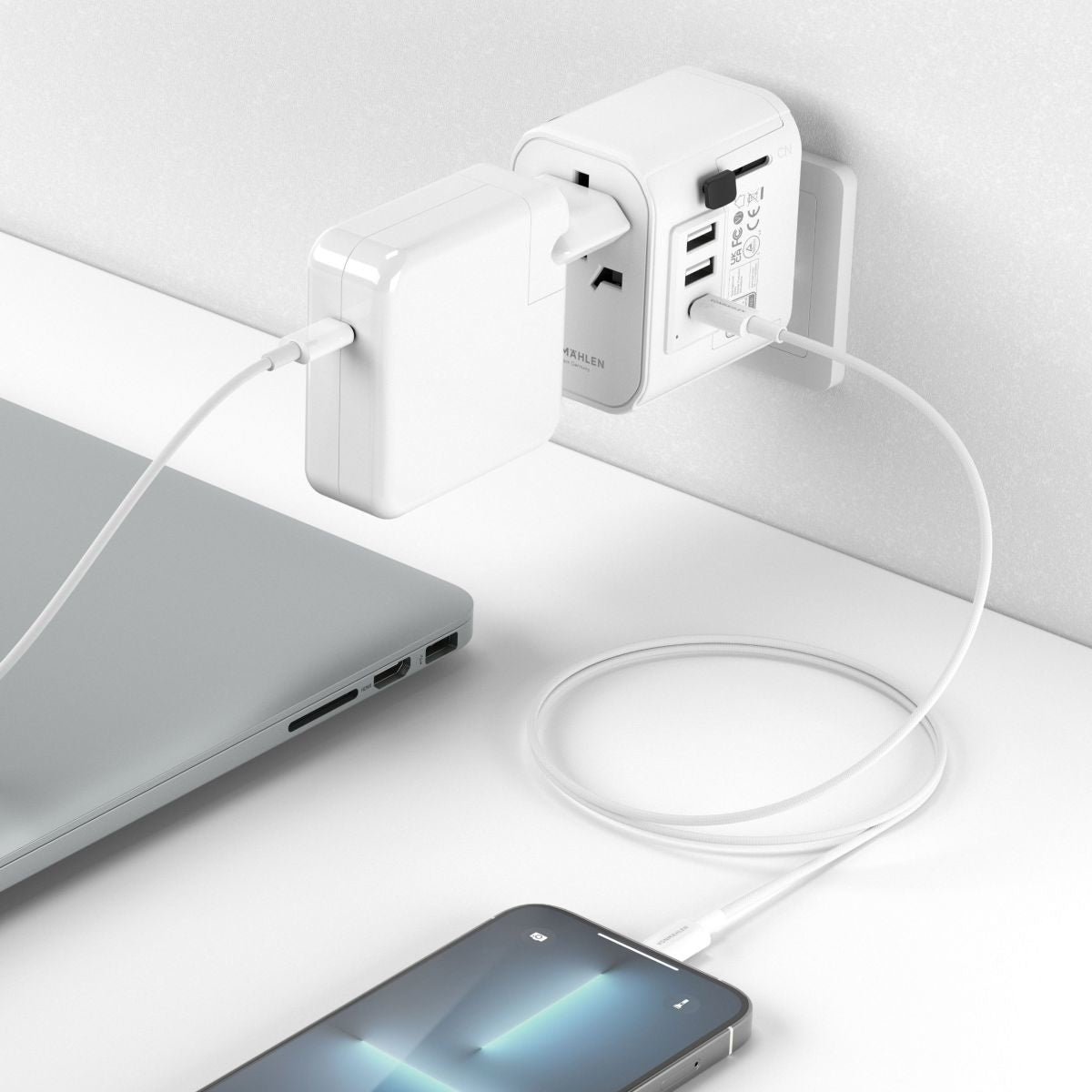 Vonmählen Unity One Ladegerät (EU, UK, US) – 2300 W, 1× USB-C + 2× USB-A – für USB-C- und USB-A-Geräte