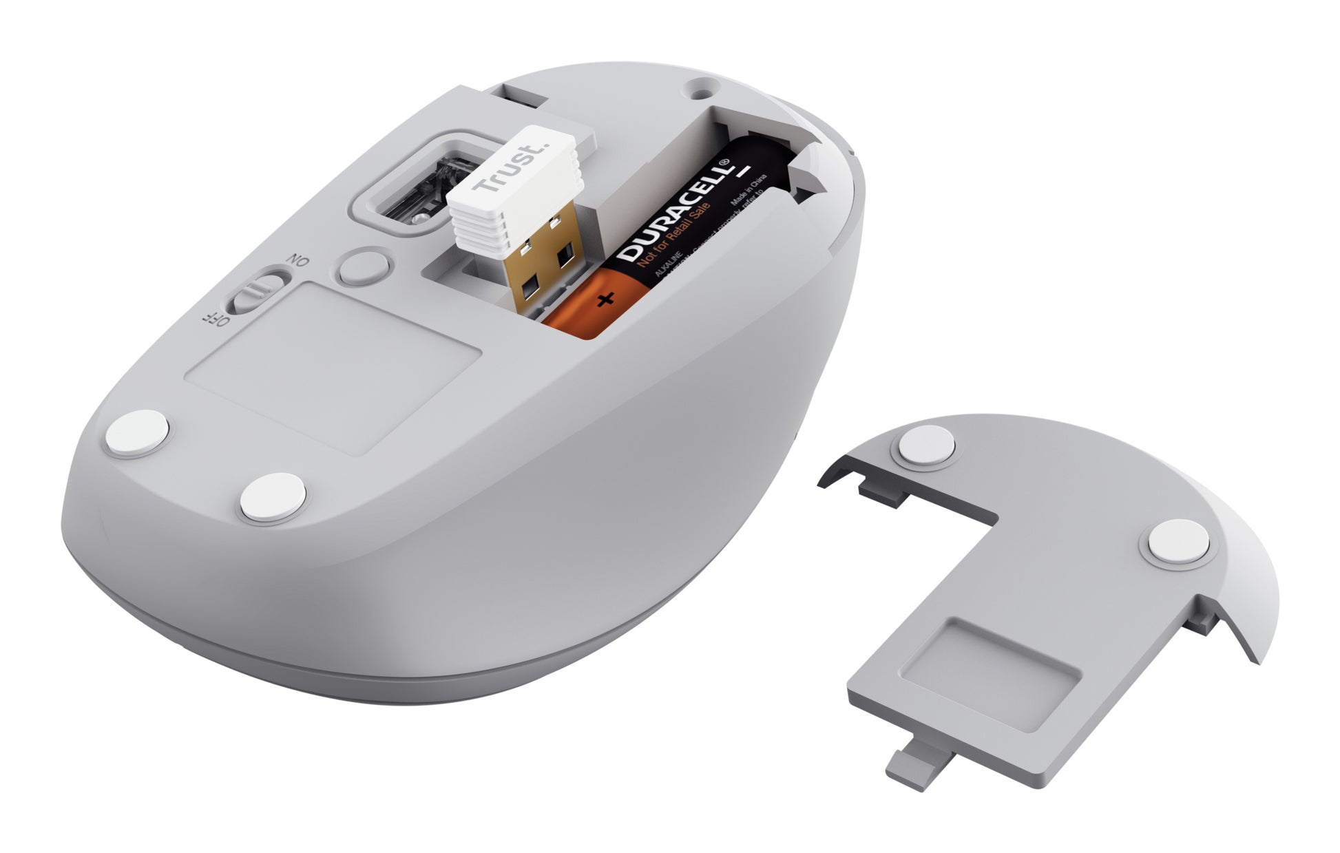 Trust Yvi+ multi Device – Maus – Kabellos (Bluetooth/2,4 GHz), 1600 DPI, beidhändig, Weiss