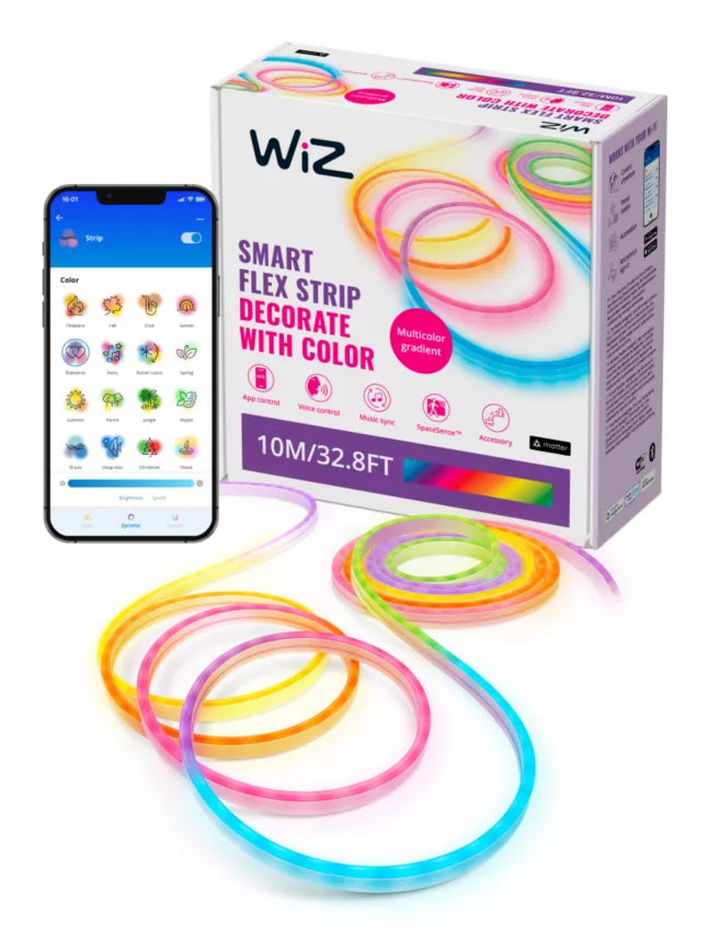 WiZ LED-Strip Flex Strip – 10 m, 2200–6500 K/mehrfarbig, WLAN/App, dimmbar, 45 W – Weiss