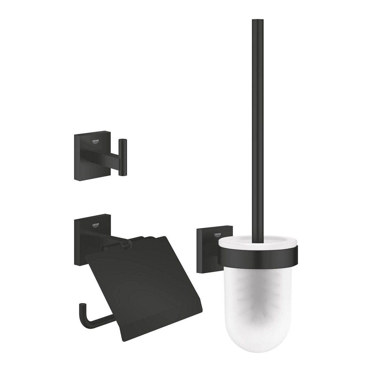 GROHE Seifenhalter Start Cube – Metall, Klebestreifen, Schwarz, 3er-Set